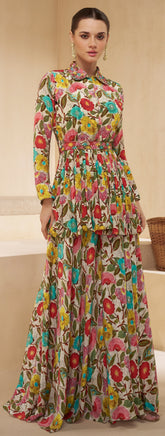 Latest designer dress on pure Fabric with detailed indian inspired floral print designer dress